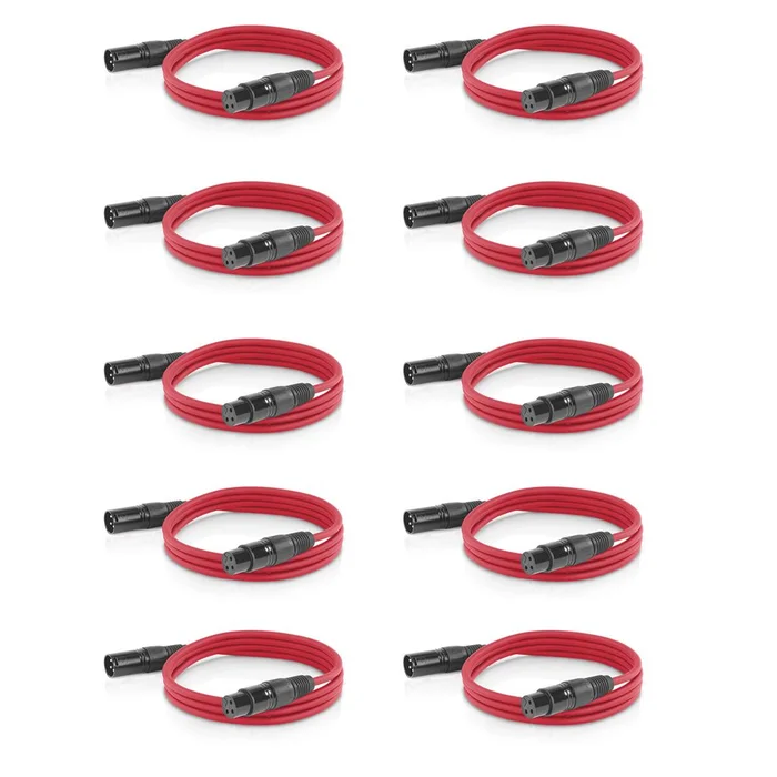10x ETEC XLR Audio Kabel 1,5m Mikrofonkabel rot