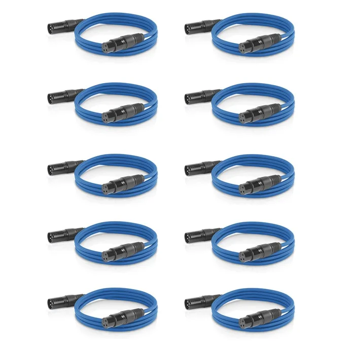 10x ETEC XLR Audio Kabel 5m Mikrofonkabel blau