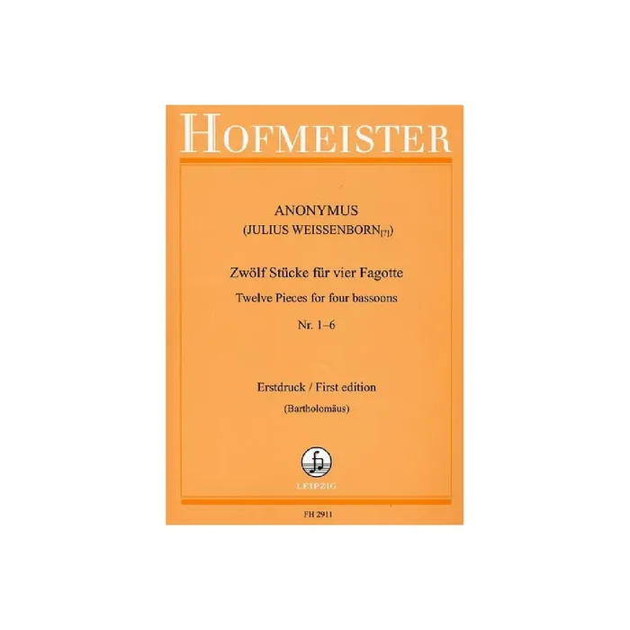 12 Stücke Band 1 (Nr.1-6 ) für 4 Fagotte