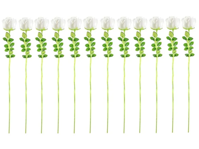 12x Europalms Kristallrose, weiß, 61cm, Kunstpflanze