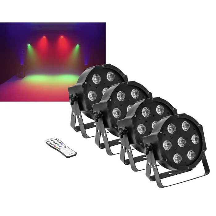 4er Set EUROLITE LED SLS-7 HCL DMX Floor – 7 x 10W RGBAW+UV