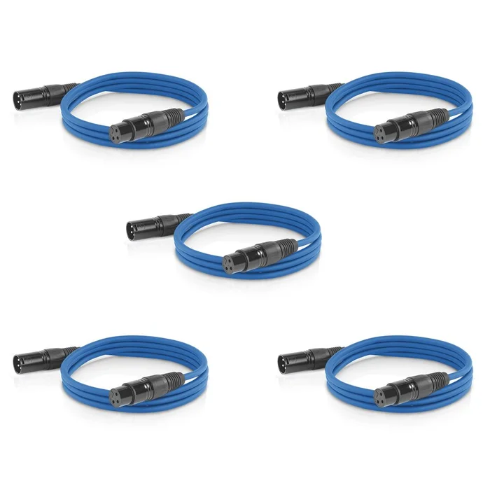 5x ETEC XLR Audio Kabel 3m Mikrofonkabel blau