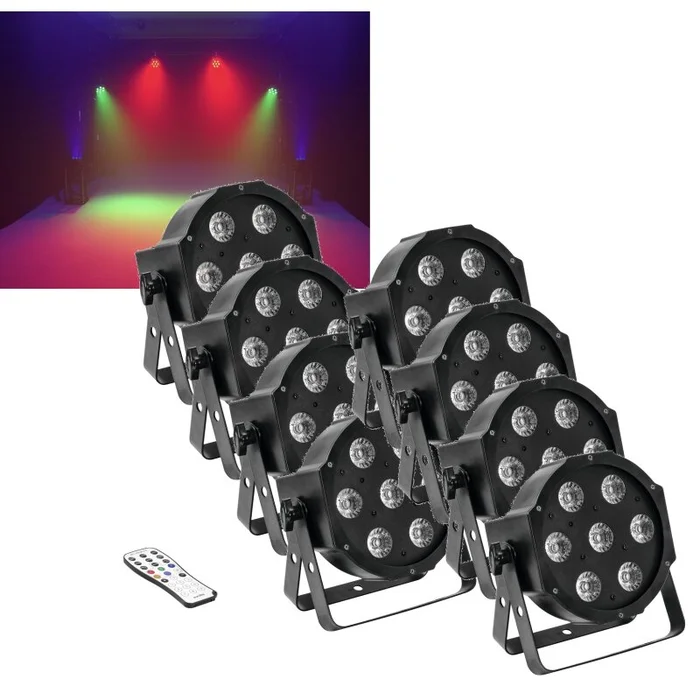 8er Set EUROLITE LED SLS-7 HCL DMX Floor – 7 x 10W RGBAW+UV