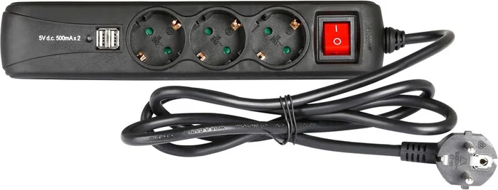 Adam Hall Accessories 8747 S 3 USB 3-fach Steckdosenleiste mit Schalter un