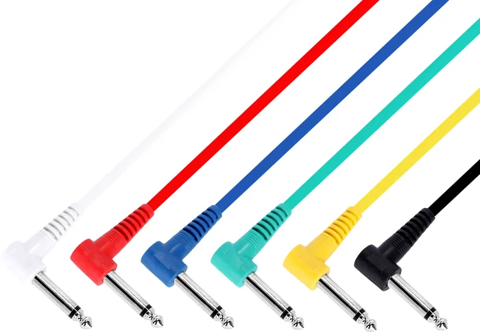 Adam Hall Cables 3 STAR IRR 0090 SET – 6er Set Patchkabel 6,3 mm Winkelklinke mono 0,90 m