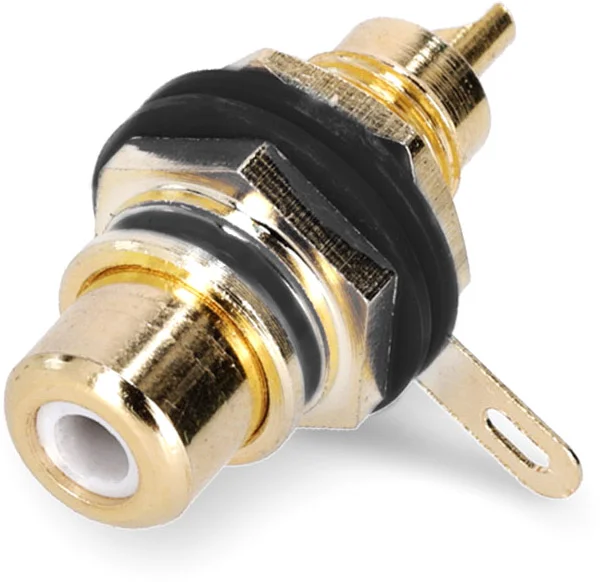 Adam Hall Connectors 4 STAR PR2 BLK – Cinch Buchse female vergoldet mit schwarzem Codierring