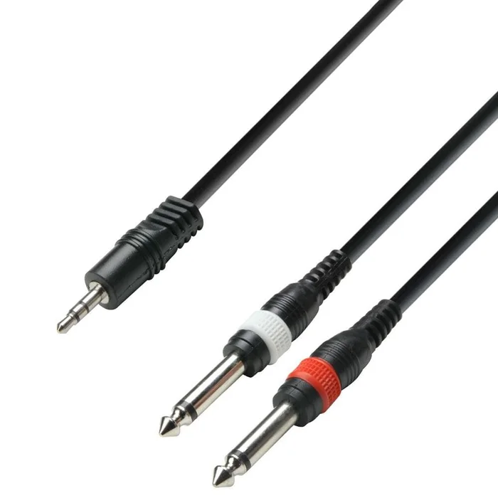 ah Cables K3 YWPP 0600 – Audiokabel 3,5 mm Klinke stereo auf 2 x 6,3 mm Klinke mono 6 mah Cables K3 YWPP 0600 – Audiokabel 3,5 mm
