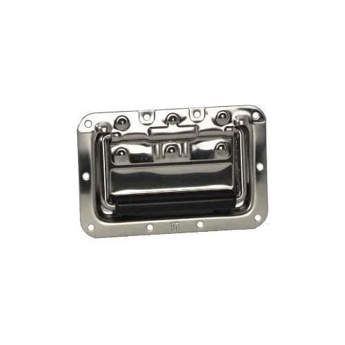 ah Hardware 34082 S – Klappgriff mittel gefedert in Einbauschale Edelstahl 8 mm tief