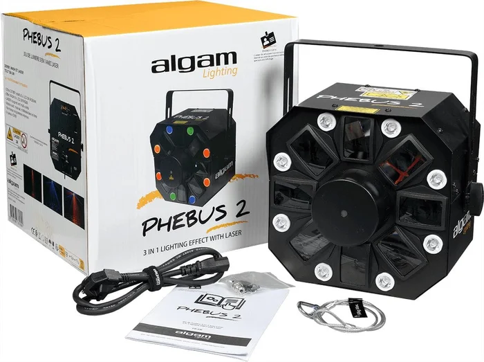 algam Lighting PHEBUS2 – 3-in-1 Combo LED Lichteffekt – Derby-, Strobe- oder Wash/Laser-Effekte