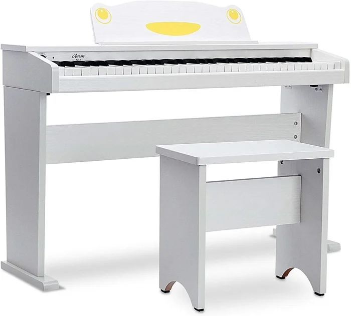 Artesia Fun-1 – Kinder Piano mit Bank, 61 leichtgewichtete Tasten, weiß