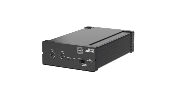 AUDAC AMP22 – Mini-Stereoverstärker, 2x15W@4Ohm, brückbar, sym. Mikrofon- und Line E