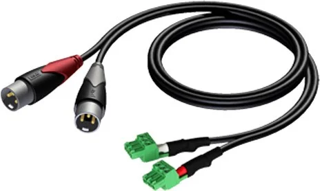 Audac CLA 83415 Kabel 2 x XLR male auf 2 x Terminal Block (3P – 3.81mm) 1,