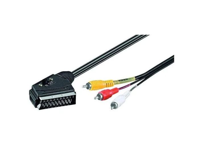 Audio-Video-Kabel 3,0 m lose Ware, Scartstecker > 3 x Cinchstecker(aud/vid)