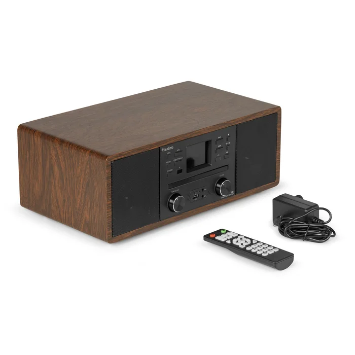 Audizio Avola Internetradio mit CD-Player, DAB, FM, Bluetooth All-in-One Holzoptik Schwarz