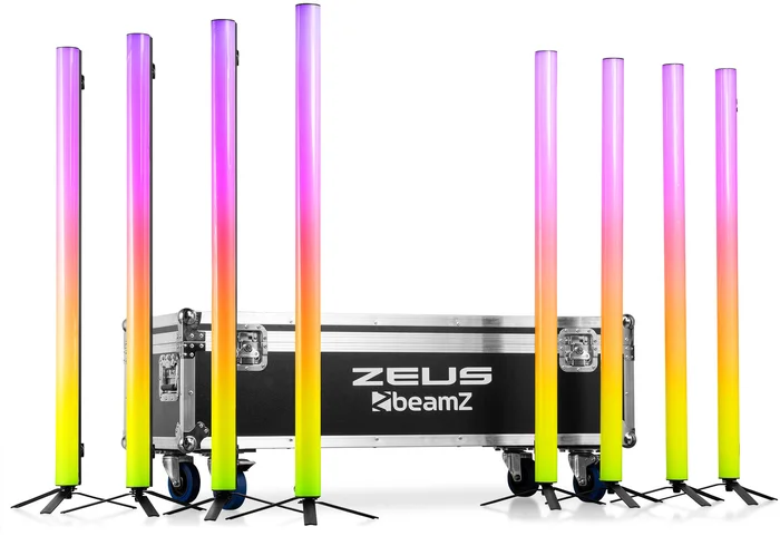 beamZ Zeus Batterie-Röhrensatz RGBW, 8er-Set im Flightcase