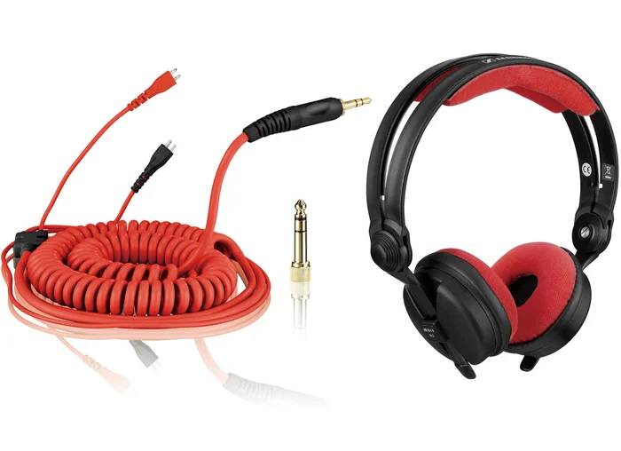 Bundle: HD 25 Kabel DeLuxe 3,5 m + Polsterset Velour – Rot