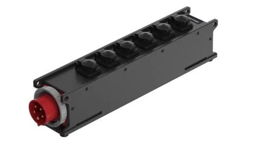 CONTRIK CCV5RD-6T1-C – IN: 1xCEE16A – OUT: 6x powerCON® TRUE1® TOP IP65 powerbOX 3