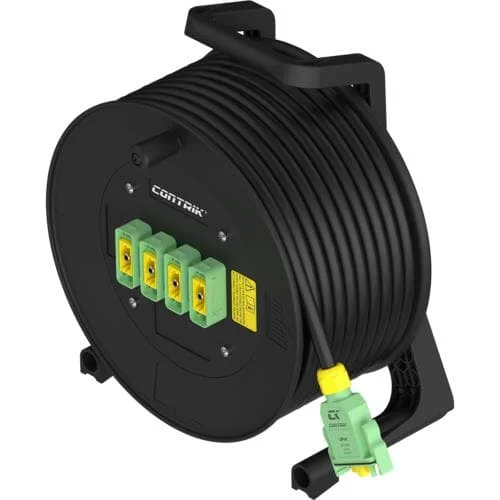 CONTRIK cPot Kabeltrommel CP-D2M4-X25F-025 – 25mm² Gummikabel mit cPot (f) KabelStecker auf 4xcPot GehäuseBuchse (m) – 25m cPot (f – 4xm)