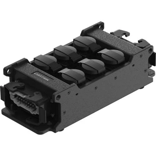 CONTRIK CPSM-H2-F6 – IN / Daisy Chain: 2x Harting E16, OUT: 6 x Schuko Typ F