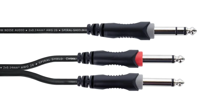 Cordial ELEMENTS 5m Plug 6,3 stereo black – 2x Plug 6,3 mono black – elements MIC 2 twin