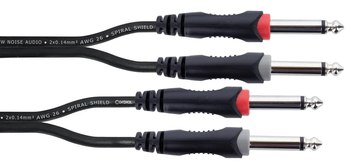 Cordial ELEMENTS 6m 2x Plug 6,3 mono black – 2x Plug 6,3 mono black – elements MIC 2 twin