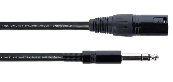 Cordial ELEMENTS EM 1 MV 1m XLR male black – Plug 6,3 stereo black – elements MIC 1