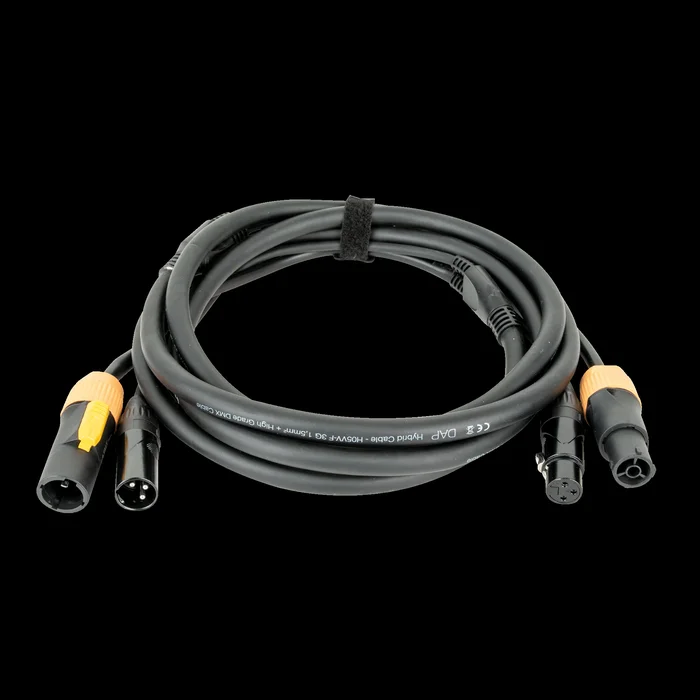 DAP FP22 Hybrid Cable – Power Pro True & 3-pin XLR – DMX / Power 6 m – schwarze Ummantelung