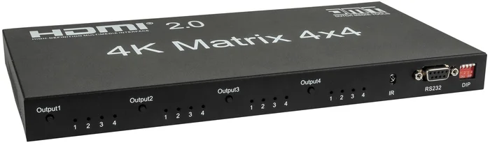 DMT VT101 – HDMI-Matrix 4×4, 4 Eingänge/4 Ausgänge, routbarer HDMI-Switch mit Fernbedienung