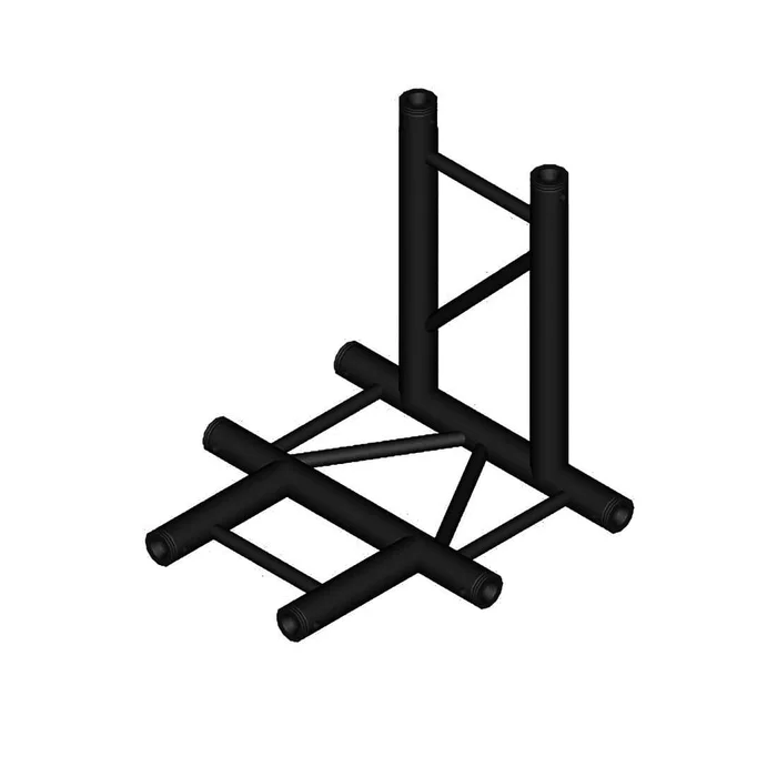 DURATRUSS DT 32/2-T42H-TD Black, 4-Wege-T-Stück + down, horizontal, schwarz