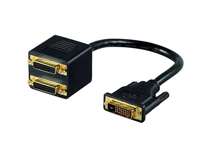 DVI-Stecker > 2 x DVI-Buchse, vergoldete Kontakte lose Ware