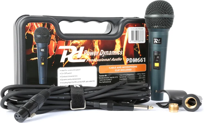 Dynamisches Gesangsmikrofon Power Dynamics PDM661 im Koffer