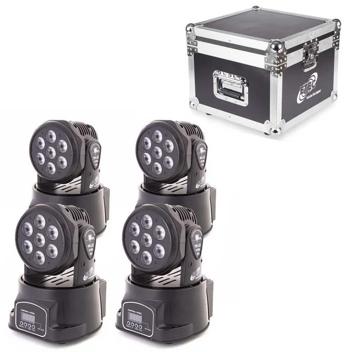 ETEC LED Moving Head 7E Washer 7x10W RGBW 4in1 Set mit Flightcase