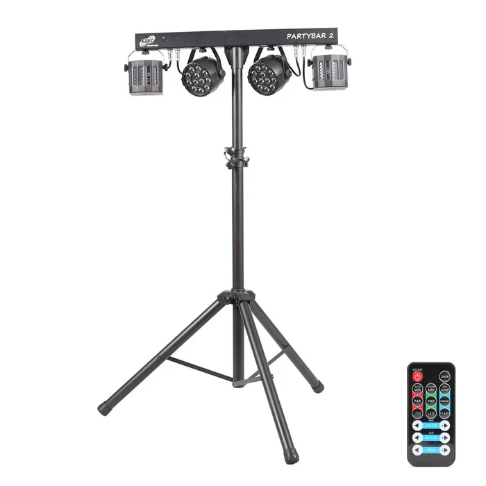 ETEC LED PARTYBAR 2 Scheinwerfer mit Derby inkl. Stativ und Fernbedienung
