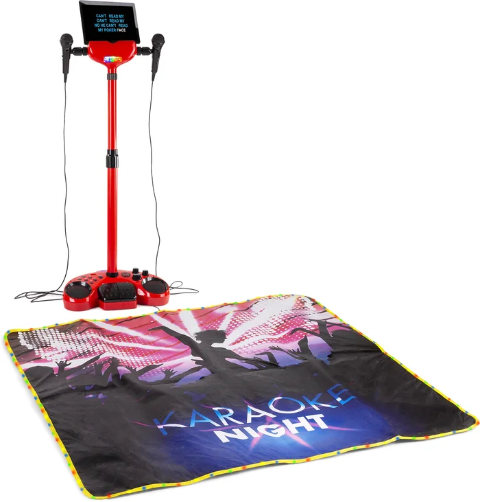 Fenton KSM15R Karaoke-Bühnenset Rot mit beleuchteter Bühnenmatte