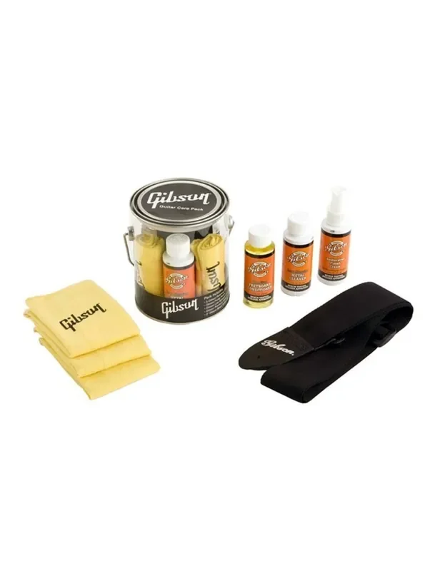 GIBSON G-CARE KIT CLEAR BUCKET Bote Correa Gamuzas Limpiadores