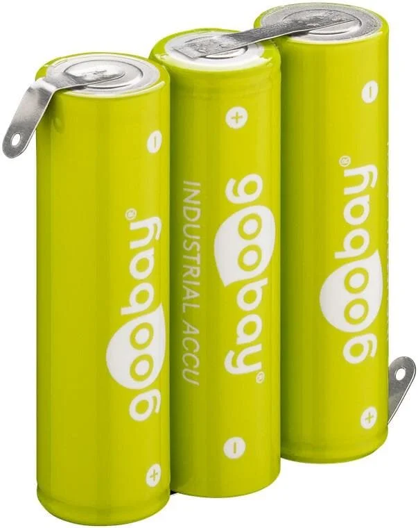 Goobay 3x AA (Mignon) – 2100 mAh, Grün – Lötfahne (Z), Nickel-Metallhydrid Akku (NiMH), 3,6 V