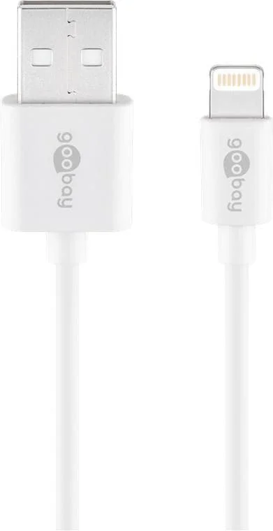 Goobay Lightning USB Lade- und Synchronisationskabel, 1 m, Weiß – MFi Kabel für Apple iPhone/iPad We