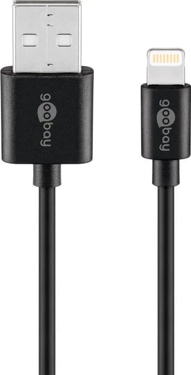 Goobay Lightning USB Lade- und Synchronisationskabel, 2 m, Schwarz