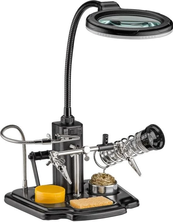 Goobay Löthilfe mit LED-Leuchte & Schwanenhals-Krokodilklemme, inkl. Lötharz, zur Reinigung