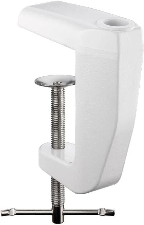 Goobay Lupenleuchten Ersatztischklemme, Weiß – 0 mm – 60 mm, massiv Metall, weiß