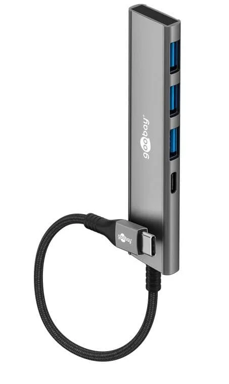 Goobay Slim 4-Port USB-Hub, USB-C™ auf USB-C™/USB-A, 5 Gbit/s