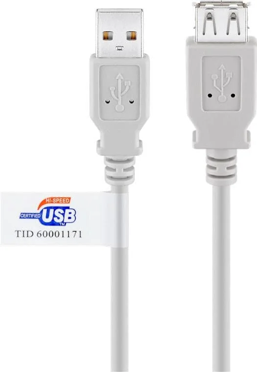 Goobay USB 2.0 Hi-Speed Verlängerungskabel mit USB Zertifikat, Grau, 5 m
