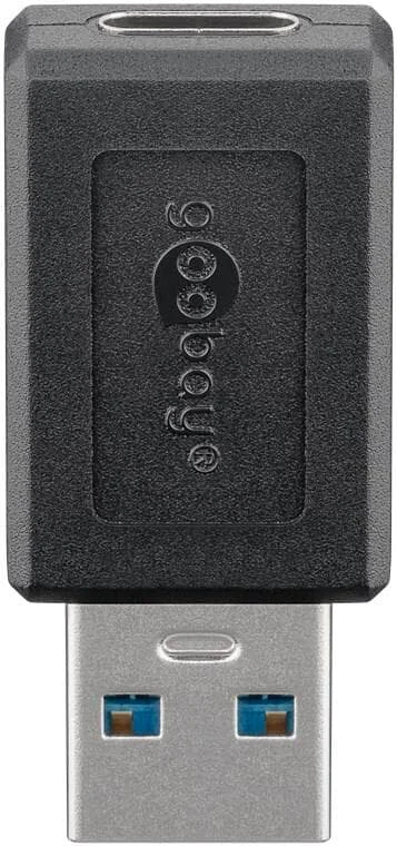 Goobay USB 3.0 SuperSpeed Adapter auf USB-C™, schwarz, Schwarz – USB-C™-Buchse > USB 3.0-Stecker (Ty