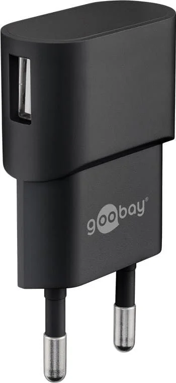 Goobay USB Ladegerät 1 A, Schwarz – mit 1x USB-Buchse, flache Bauform