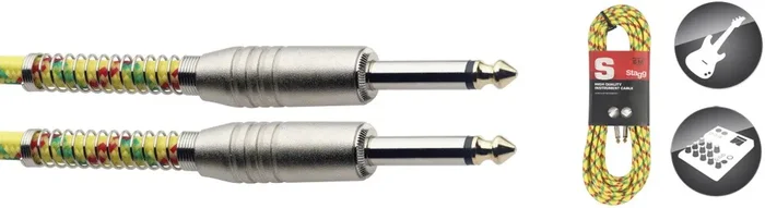 Instrumentenkabel Klinke-Klinke, Vintage Tweed gelb, 6 Meter