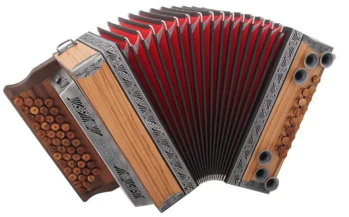 Landerer Mini Std. Olive Metall-Altsilber Harmonika G-C-F-B