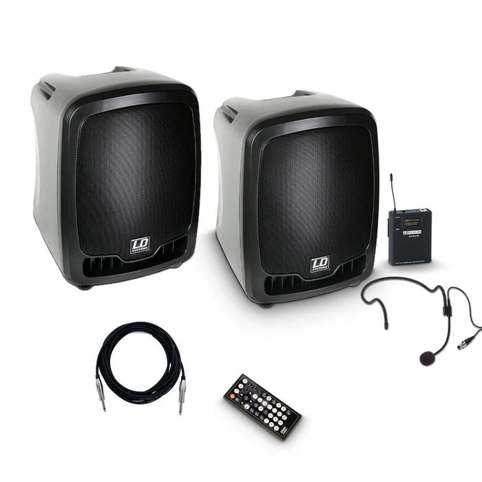 LD Systems Roadboy B6 HS Stereo-Set – Mobile Akku-Musikanlage mit CD und Headset