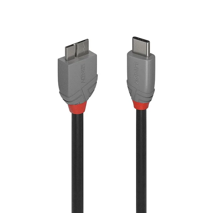 LINDY 0.5m USB 3.2 Typ C an Micro-B Kabel, Anthra Line – USB Typ C Stecker an Micro-B