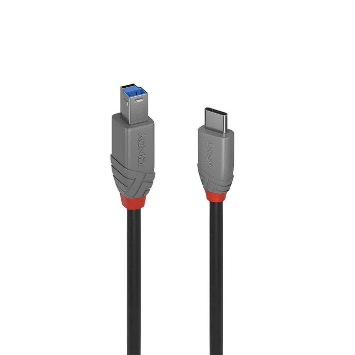 LINDY 2m USB 3.2 Typ C an B Kabel, Anthra Line – Typ C Stecker an B Stecker