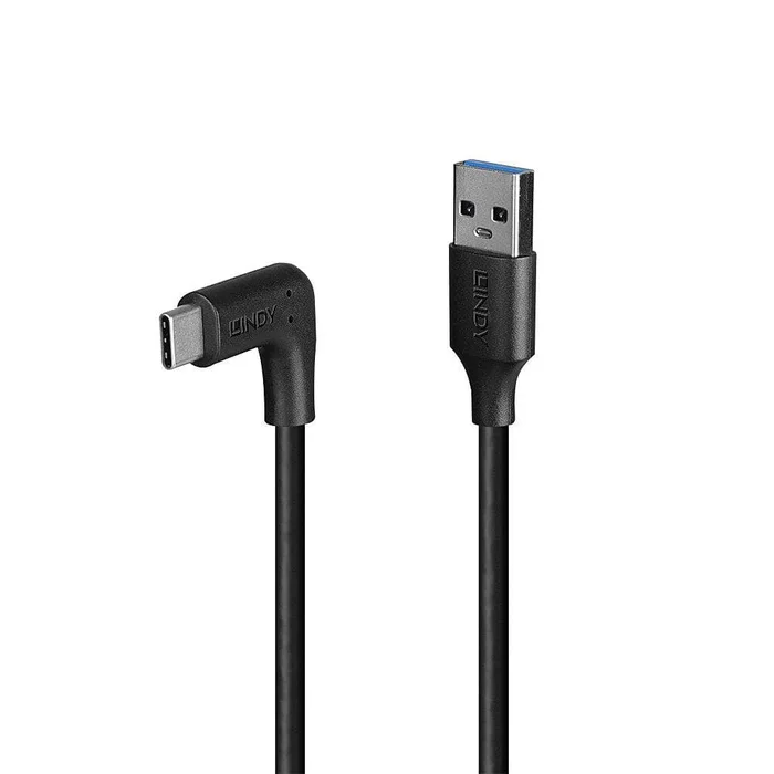 LINDY 32013 – 1m USB 3.2 Typ A an C Kabel, 90° gewinkelt, 10GBit/s – USB Typ A Stecker an C Stecker
